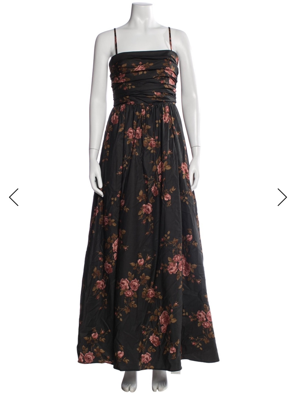 Reformation Black Maxi Dress with Pink Rose Print kastoria USA 8 - Picture 5 of 5